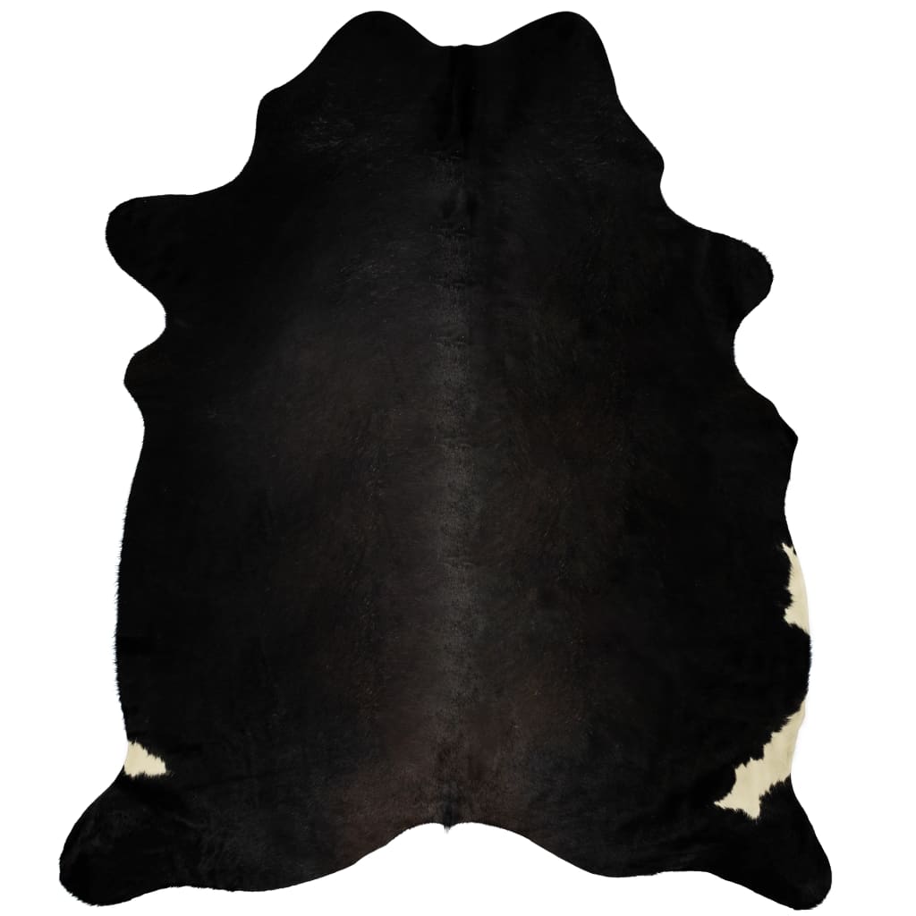 vidaXL Covor din piele de vacă naturală, negru, 150 x 170 cm