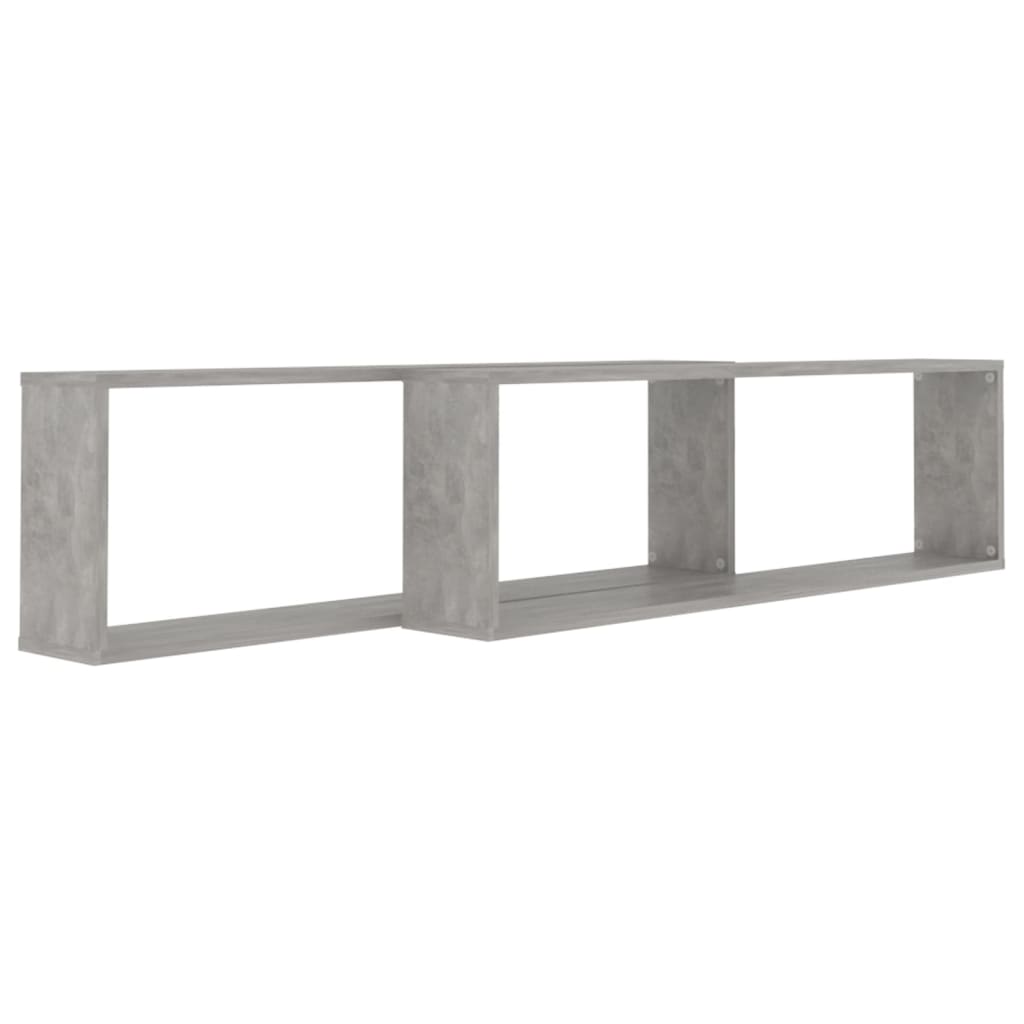 vidaXL Rafturi de perete cub, 2 buc., gri beton, 100x15x30 cm, PAL
