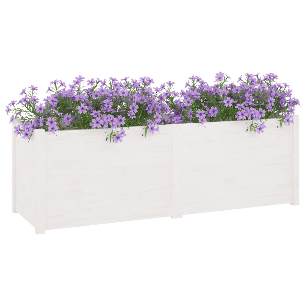 vidaXL Jardinieră de grădină, alb, 150x50x50 cm, lemn masiv de pin
