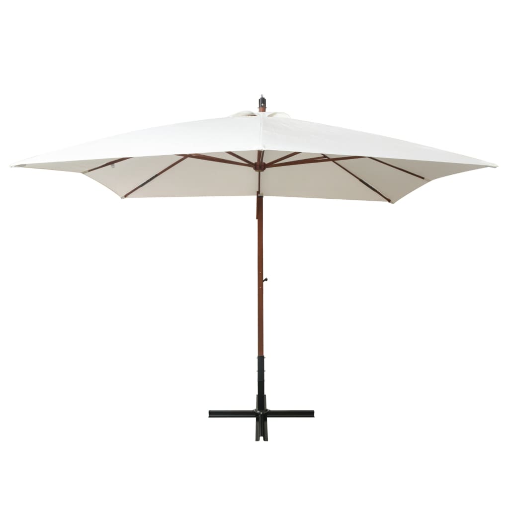 vidaXL Umbrelă de soare suspendată cu stâlp de lemn, 300x300 cm, alb