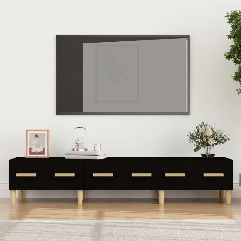 vidaXL Comodă TV, negru, 150x34,5x30 cm, lemn compozit
