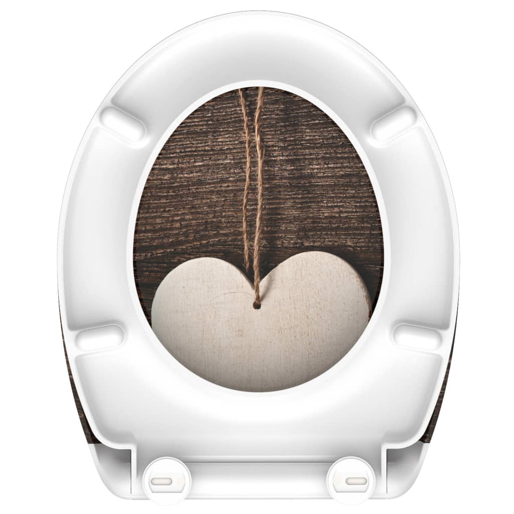 SCHÜTTE Scaun toaletă Duroplast, închidere silențioasă, „WOOD HEART”