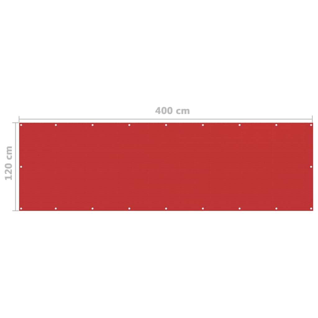 vidaXL Paravan de balcon, roșu, 120x400 cm, HDPE
