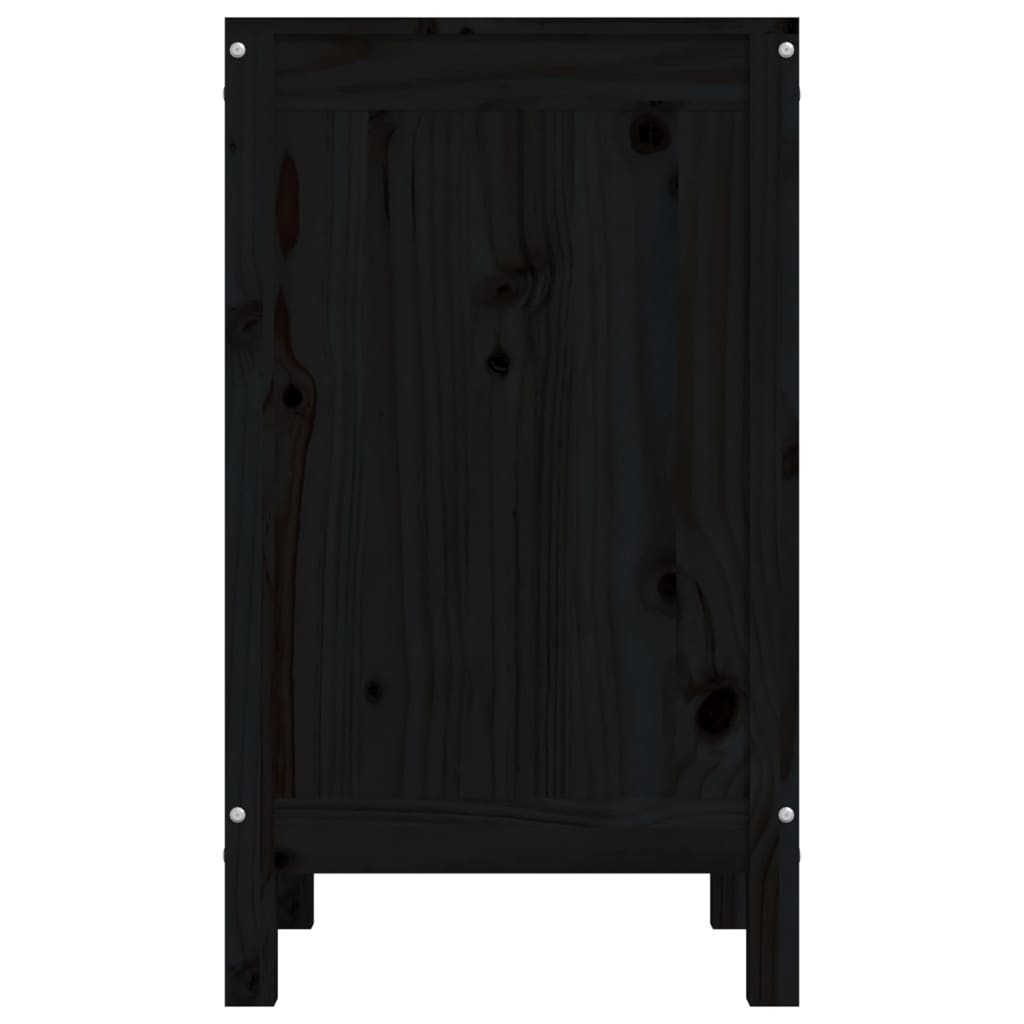 vidaXL Cutie de rufe, negru, 44x44x76 cm, lemn masiv de pin