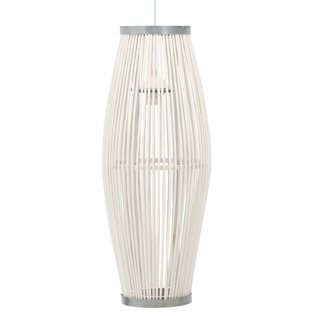 vidaXL Lampă suspendată, alb, 21x50 cm, răchită, 40 W, oval, E27