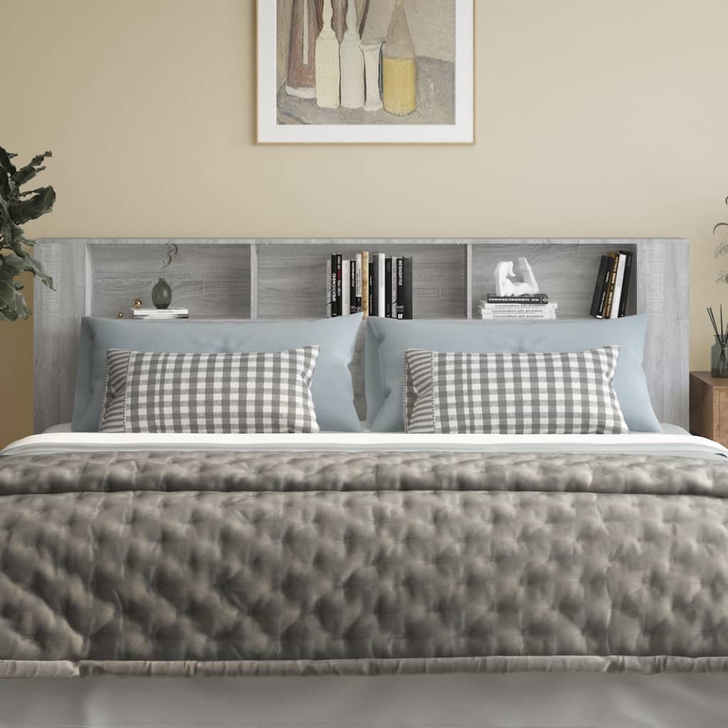 vidaXL Tăblie de pat cu dulap, gri sonoma, 220x18,5x104,5 cm