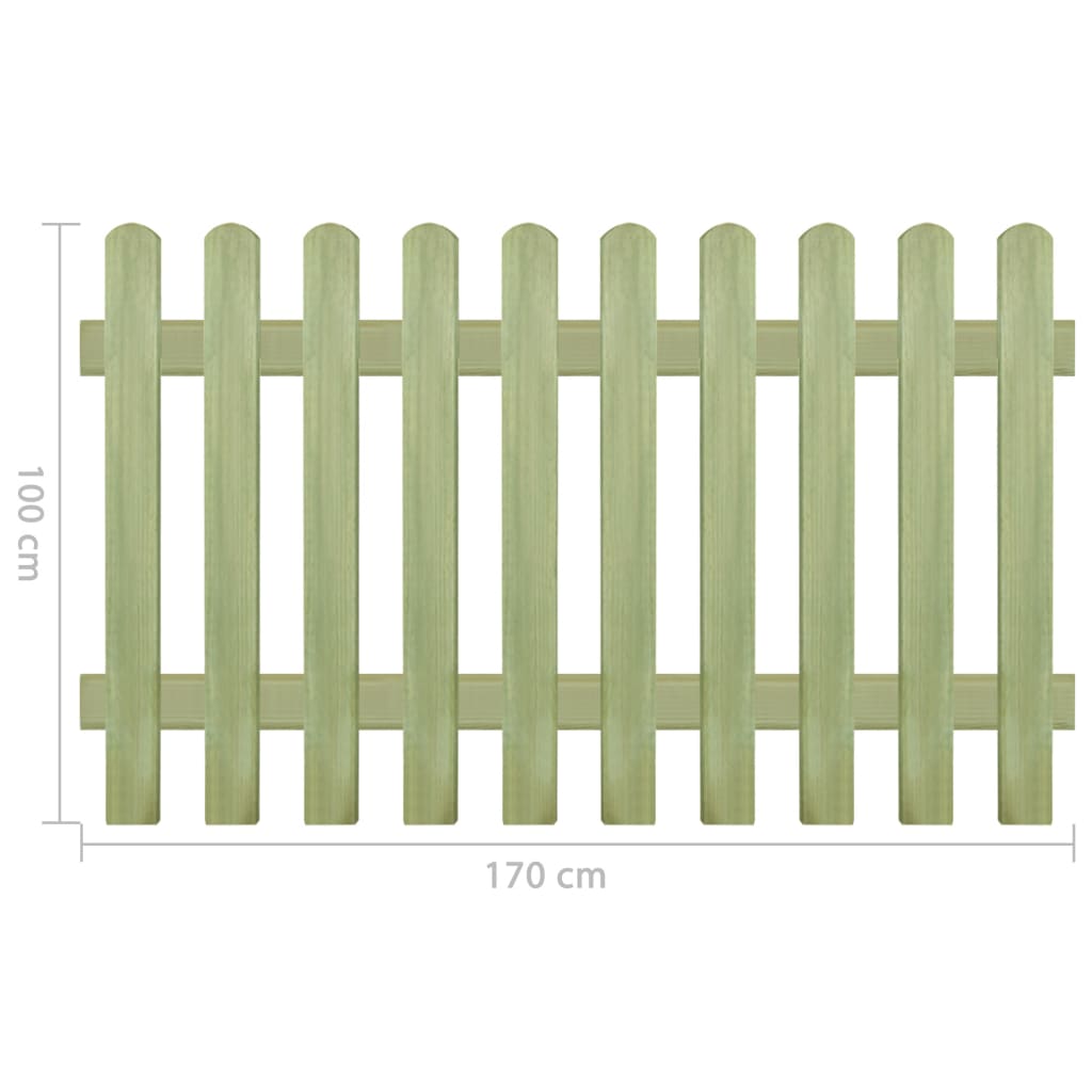 vidaXL Gard din țăruși, 170 x 100 cm 6/9 cm, lemn de pin tratat