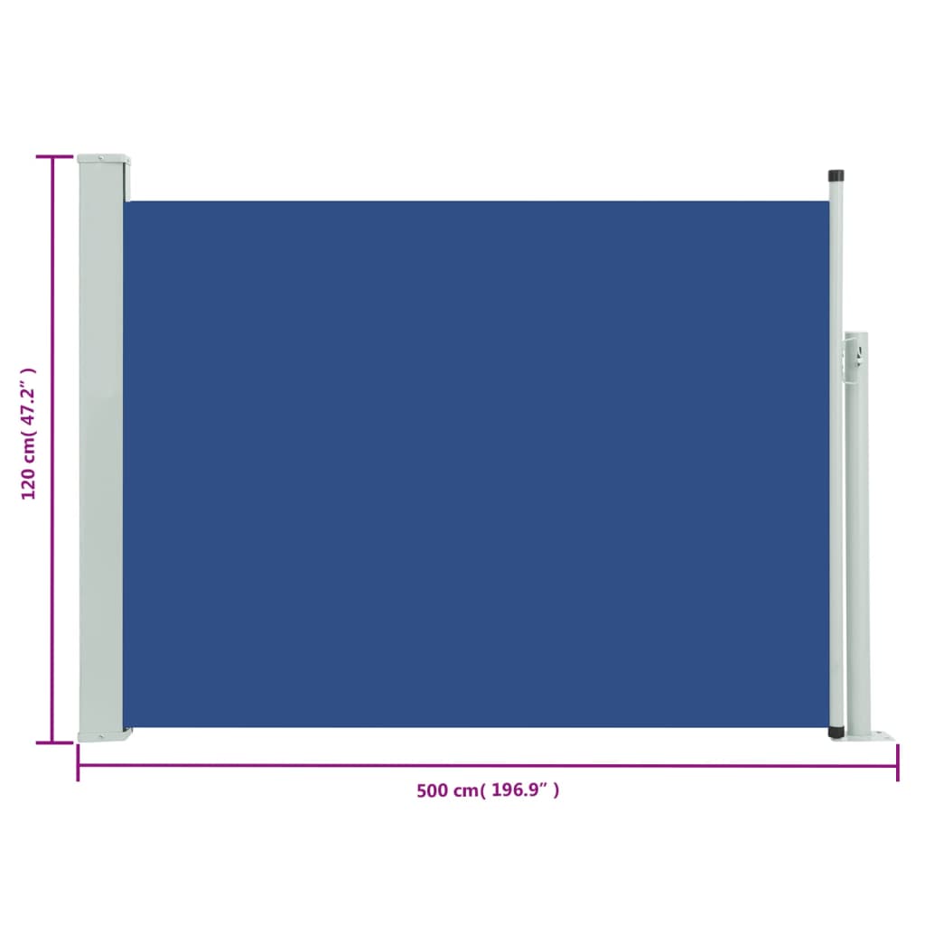 vidaXL Copertină laterală retractabilă de terasă, albastru, 117x500 cm