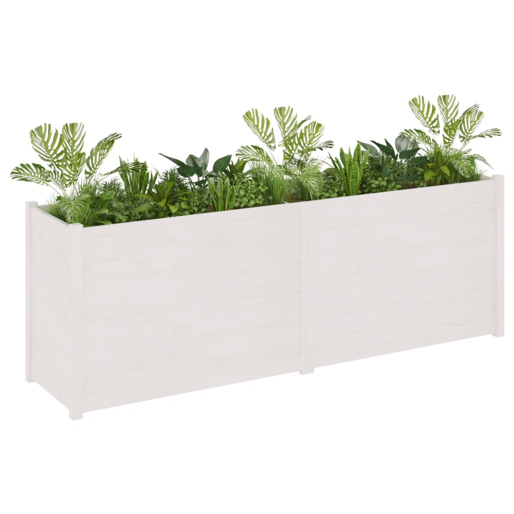 vidaXL Jardinieră de grădină, alb, 200x50x70 cm, lemn masiv de pin