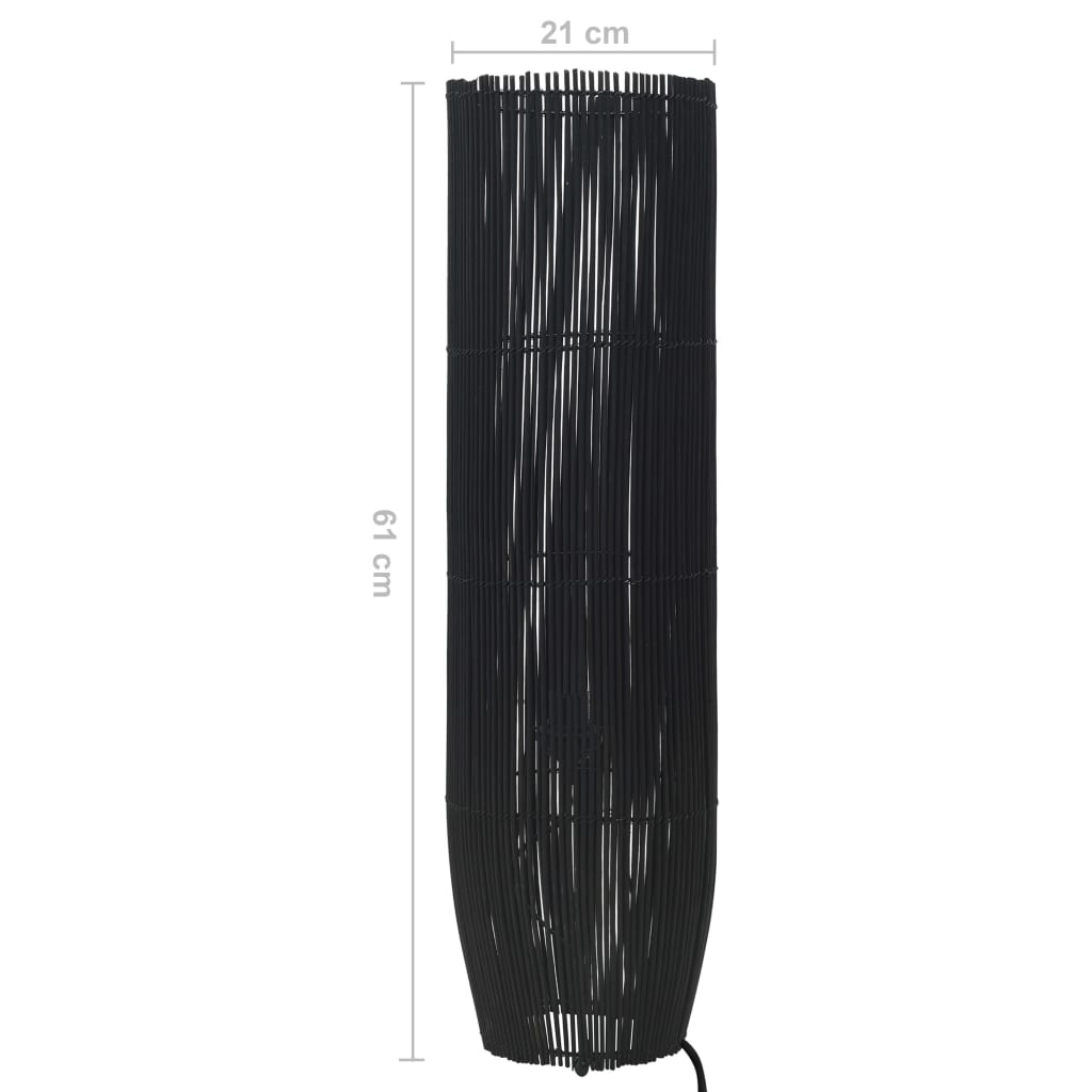 vidaXL Lampă de podea, negru, 61 cm, răchită E27