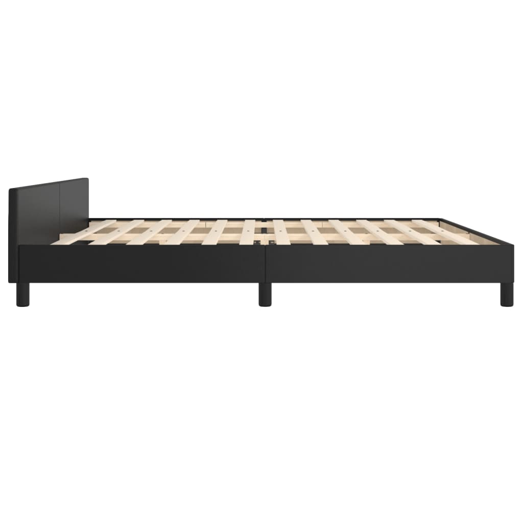 vidaXL Cadru de pat cu tăblie, negru, 200x200 cm, piele ecologică