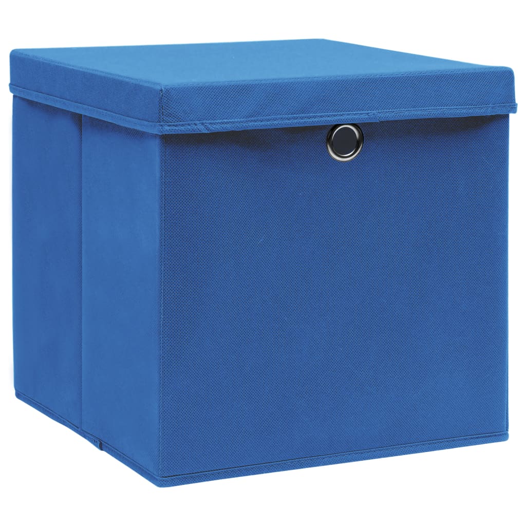 vidaXL Cutii depozitare cu capac, 4 buc., albastru, 28x28x28 cm
