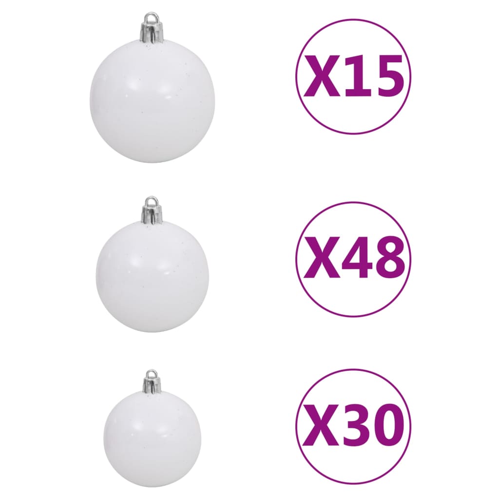 vidaXL Brad Crăciun pre-iluminat artificial, set globuri, alb, 500 cm