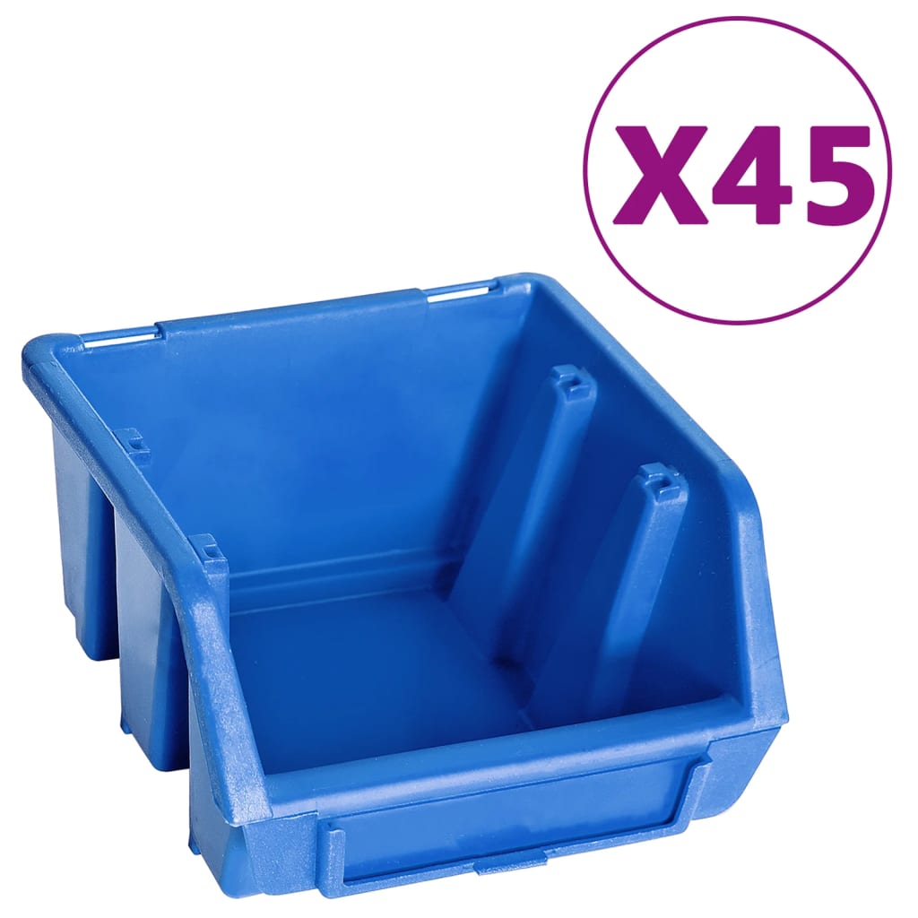 vidaXL Set cutii depozitare, 48 piese, panouri perete, albastru&negru