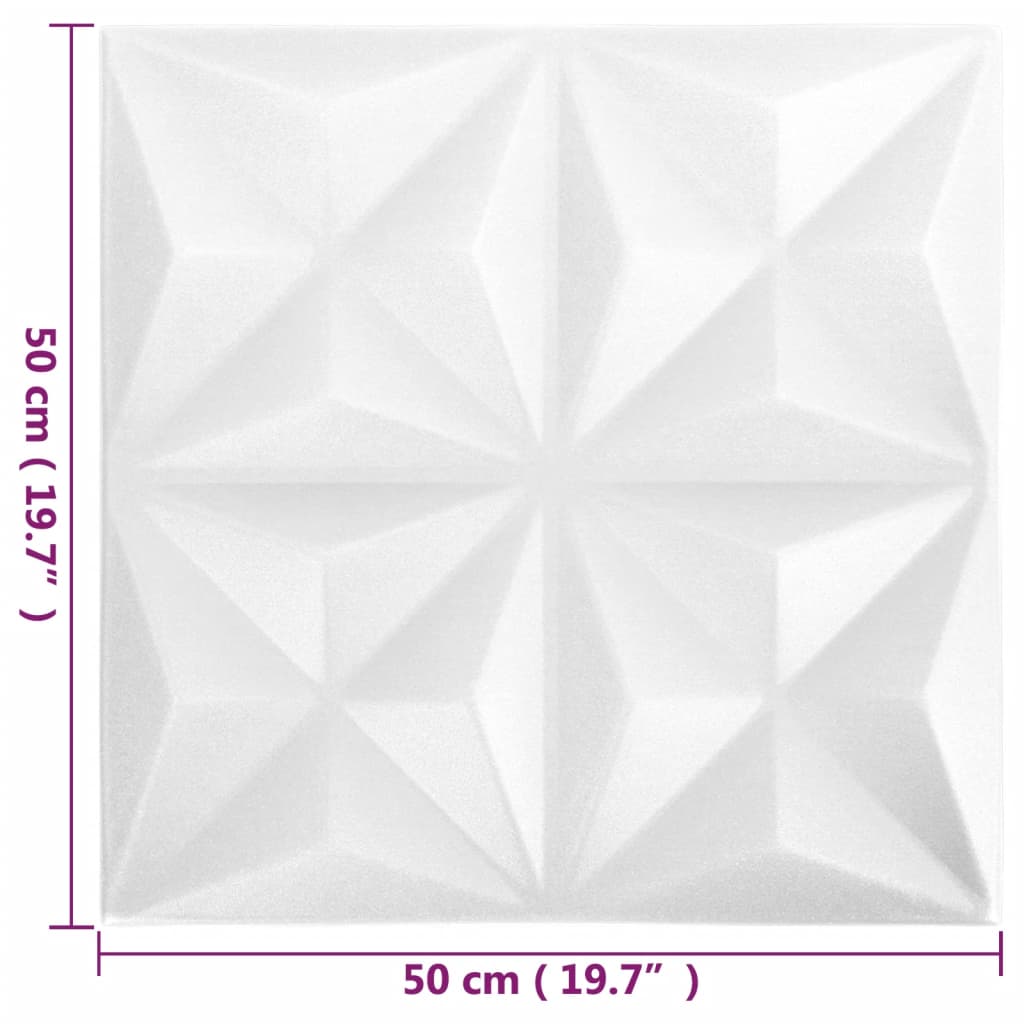 vidaXL Panouri de perete 3D 24 buc. alb 50x50 cm model origami 6 m²