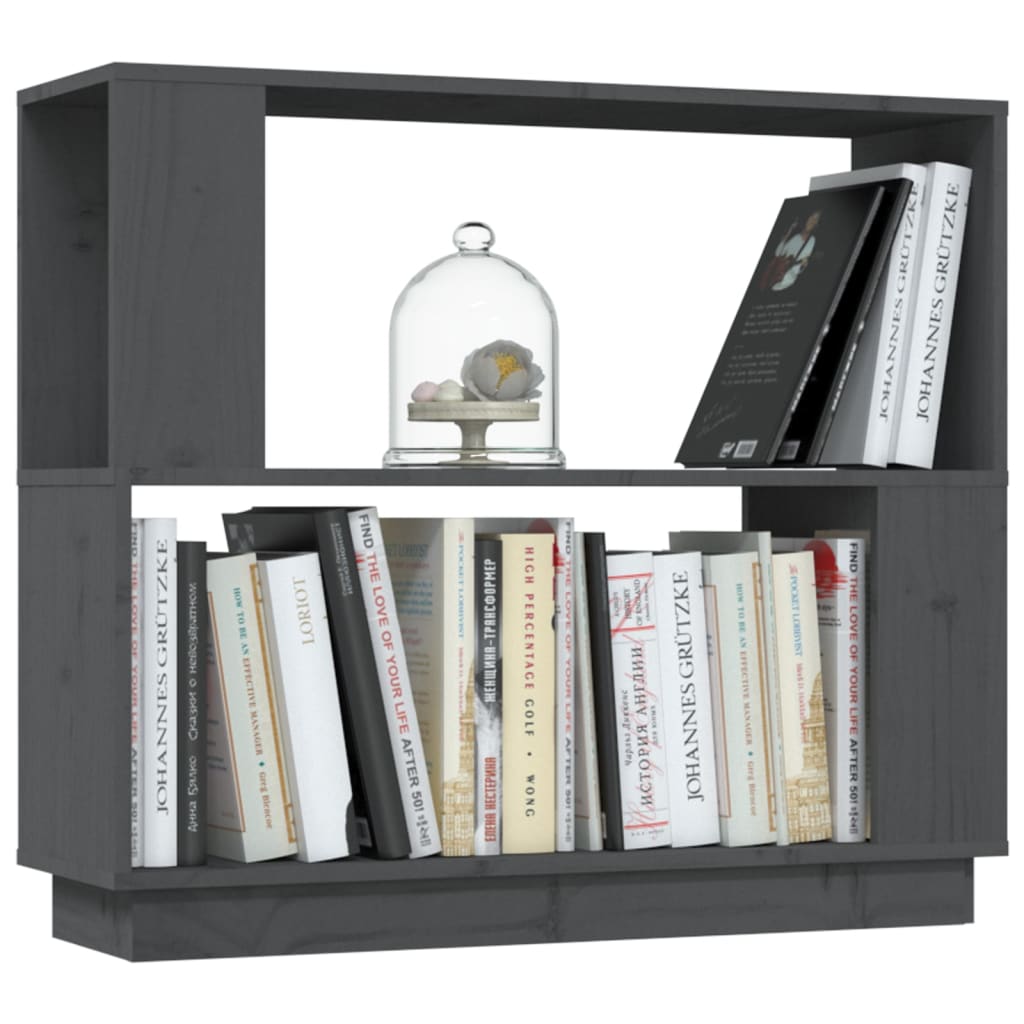 vidaXL Bibliotecă/Separator cameră, gri, 80x25x70 cm lemn masiv pin