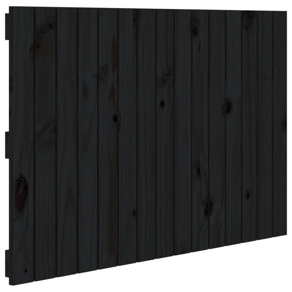 vidaXL Tăblie de pat pentru perete, negru, 95,5x3x60cm, lemn masiv pin