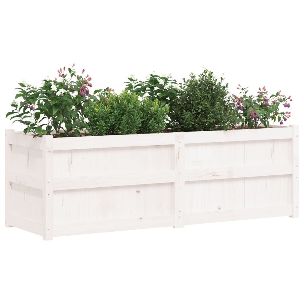 vidaXL Jardinieră de grădină, alb, 150x50x50 cm, lemn masiv de pin