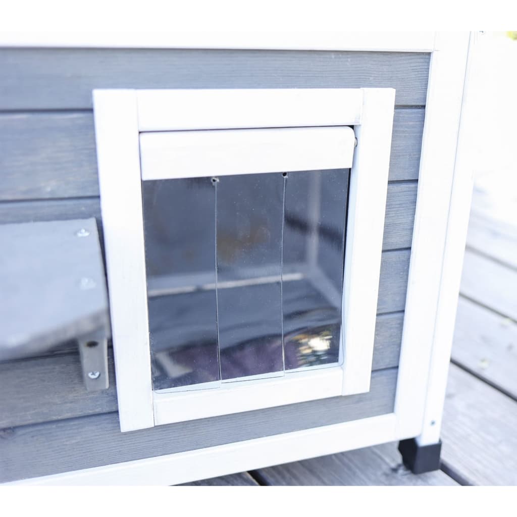 Kerbl Casă de exterior pentru pisici „Family”, gri și alb, 57x55x80 cm