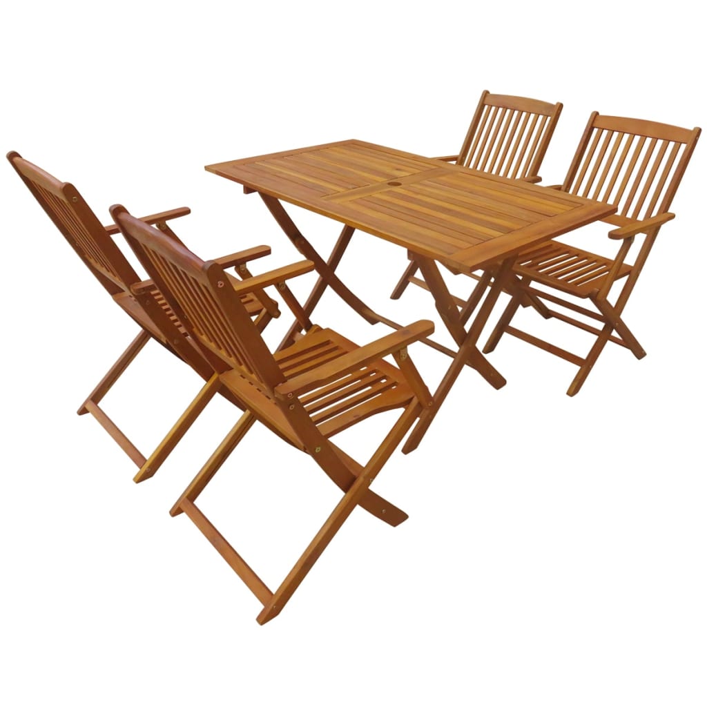 vidaXL Set mobilier de exterior pliabil, 5 piese, lemn masiv de acacia