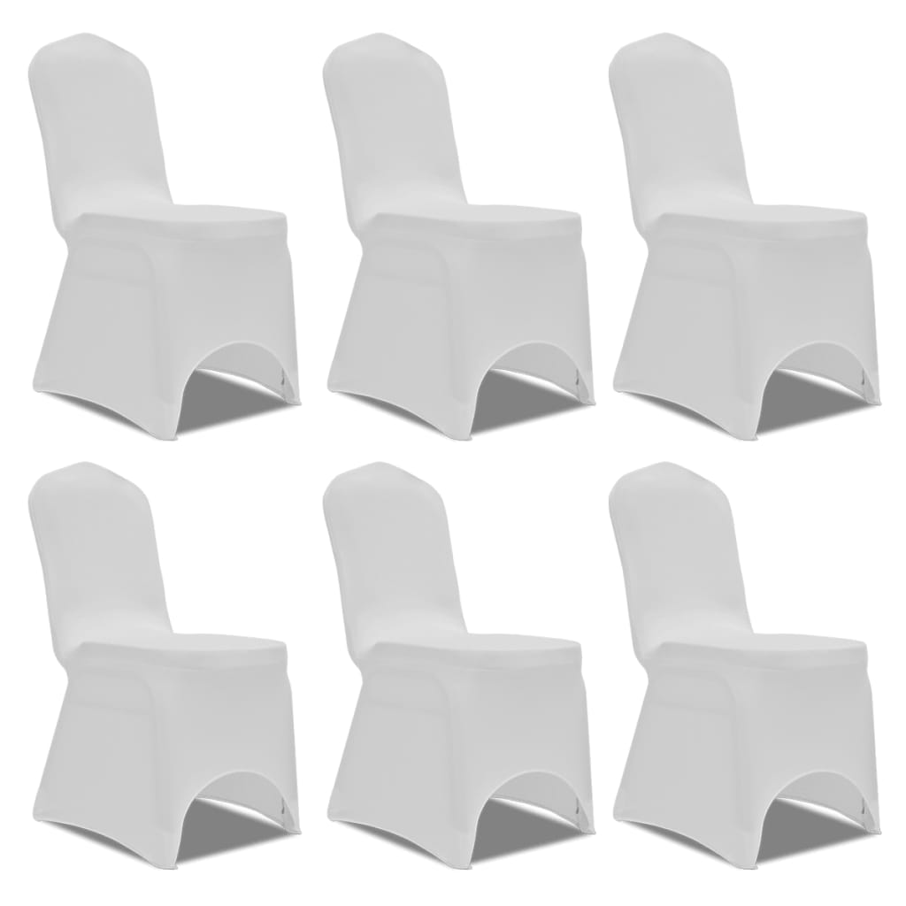 vidaXL Husă de scaun elastică, 6 buc., alb