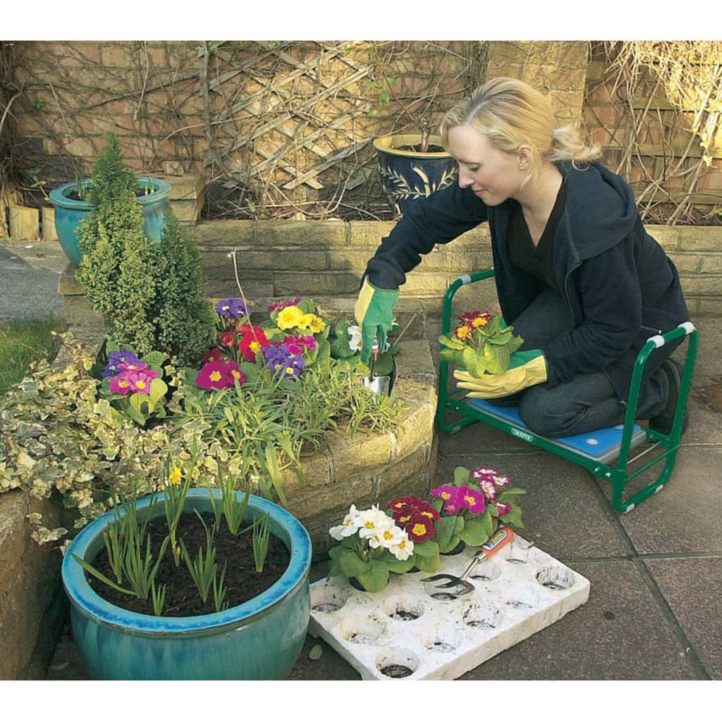 Draper Tools Scaun/ Suport de grădinărit pliabil, verde, fier, 64970
