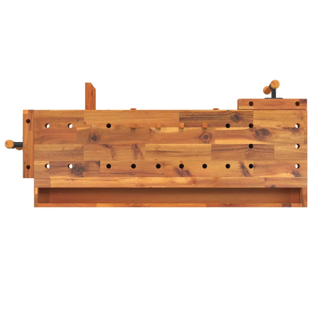 vidaXL Banc de lucru cu sertare și menghine, 124x52x83 cm, lemn acacia