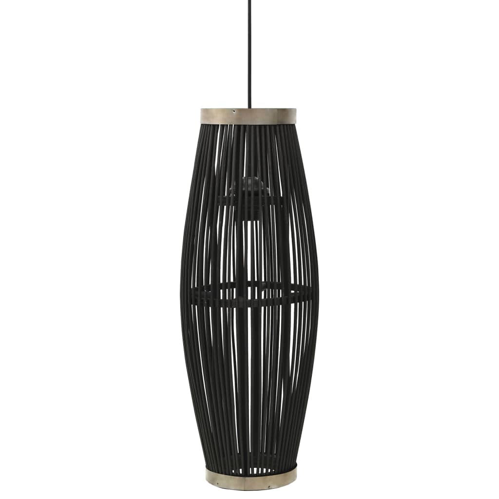 vidaXL Lampă suspendată, negru, 27x68 cm, răchită, 40 W, oval, E27