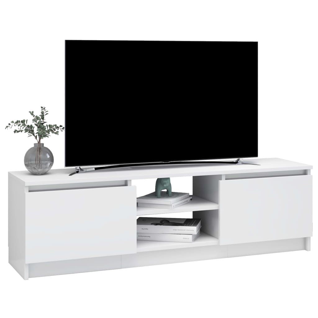 vidaXL Comodă TV, alb extralucios, 120 x 30 x 35,5 cm, PAL