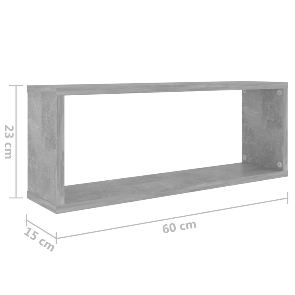 vidaXL Rafturi de perete cub, 6 buc, gri beton, 60x15x23 cm, PAL