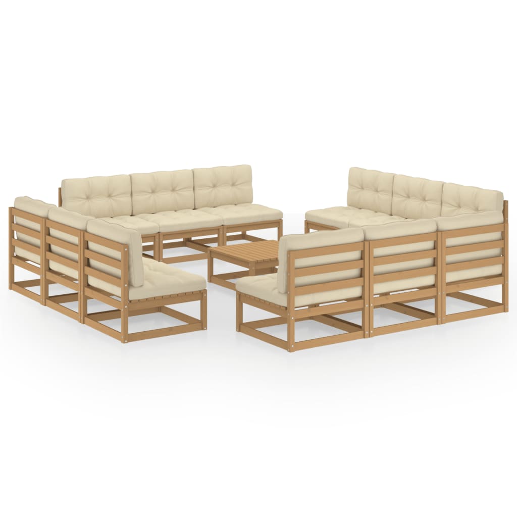 vidaXL Set mobilier de grădină cu perne, 13 piese, lemn masiv de pin