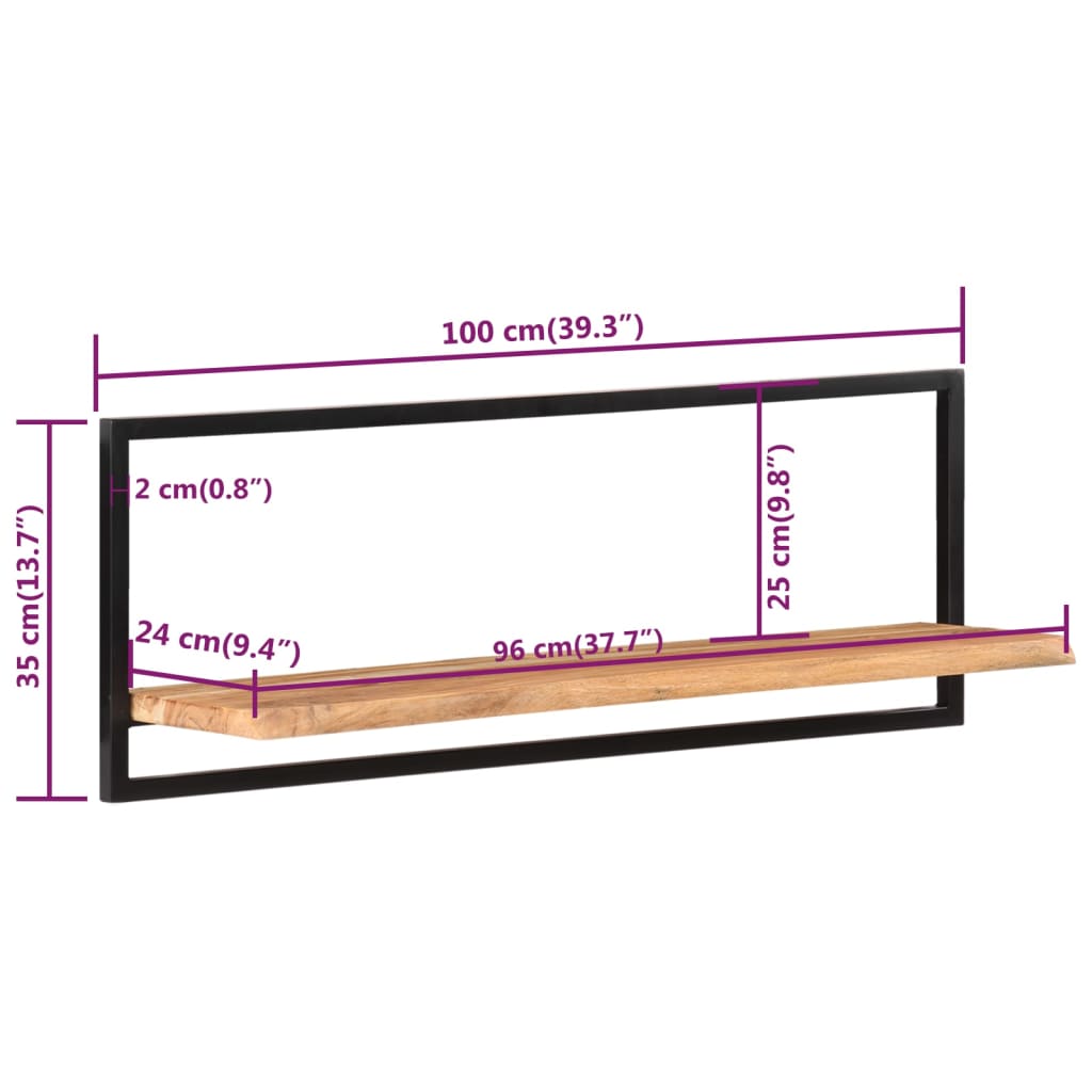vidaXL Rafturi de perete 2 buc. 100x24x35 cm lemn masiv acacia/oțel