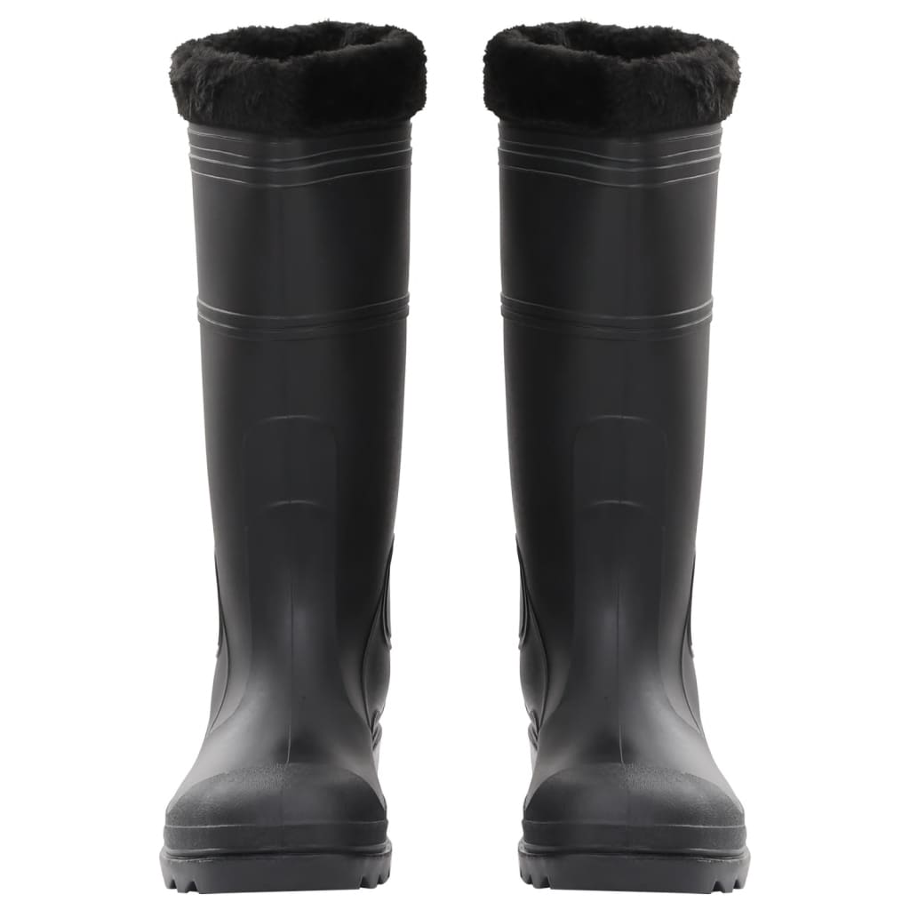 vidaXL Cizme de ploaie cu șosete detașabile, negru, mărime 44, PVC
