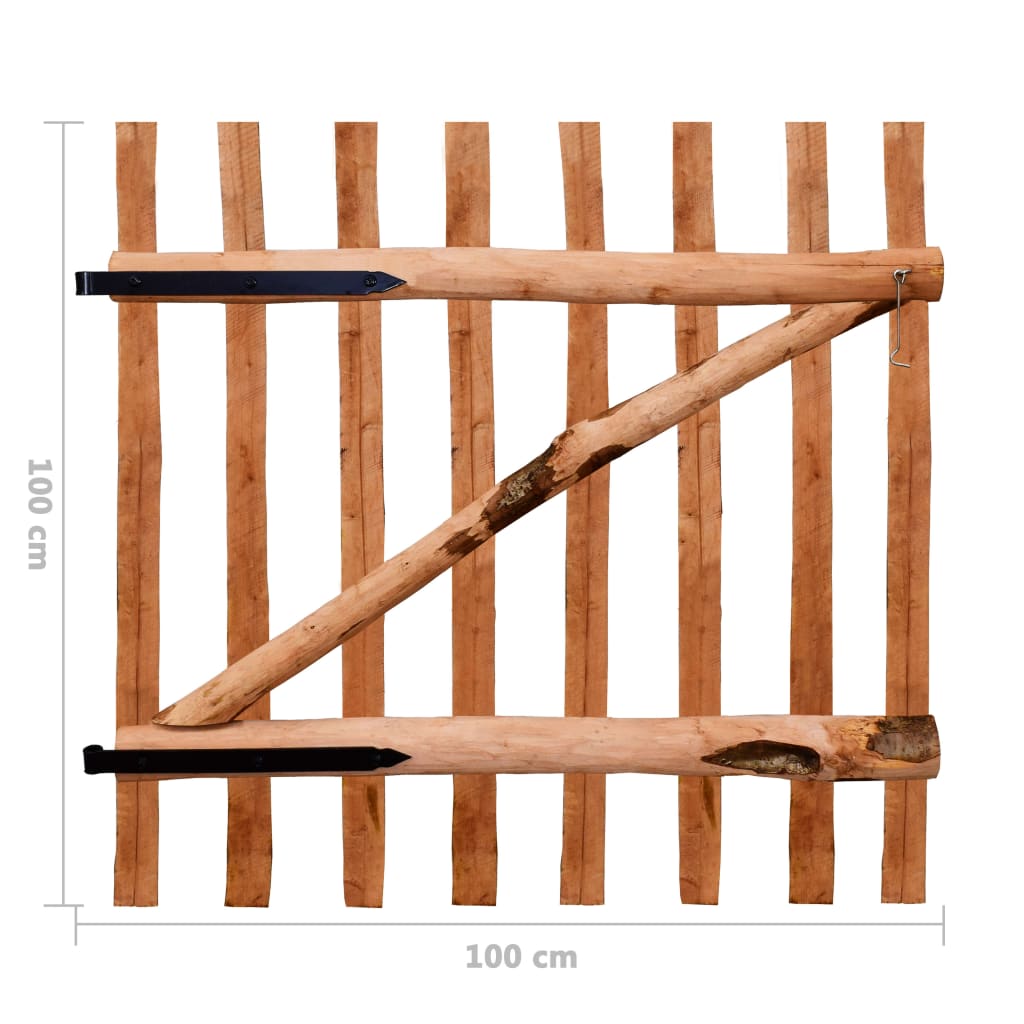 vidaXL Poarta de gard simplă, lemn de alun tratat, 100 x 100 cm