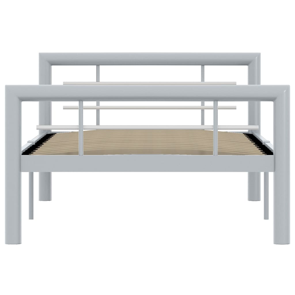 vidaXL Cadru de pat, gri și alb, 90 x 200 cm, metal
