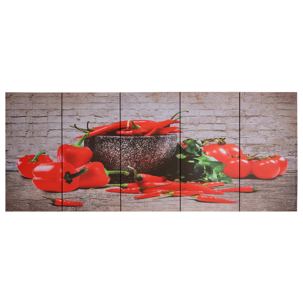 vidaXL Set tablouri din pânză, imprimeu paprika, multicolor, 150x60 cm