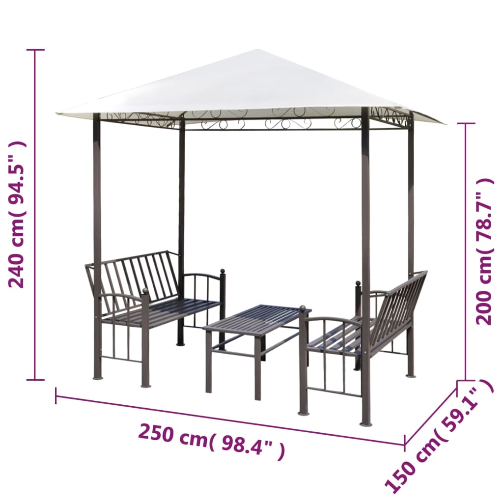 vidaXL Pavilion de grădină cu masă și bănci 2,5x1,5x2,4 m
