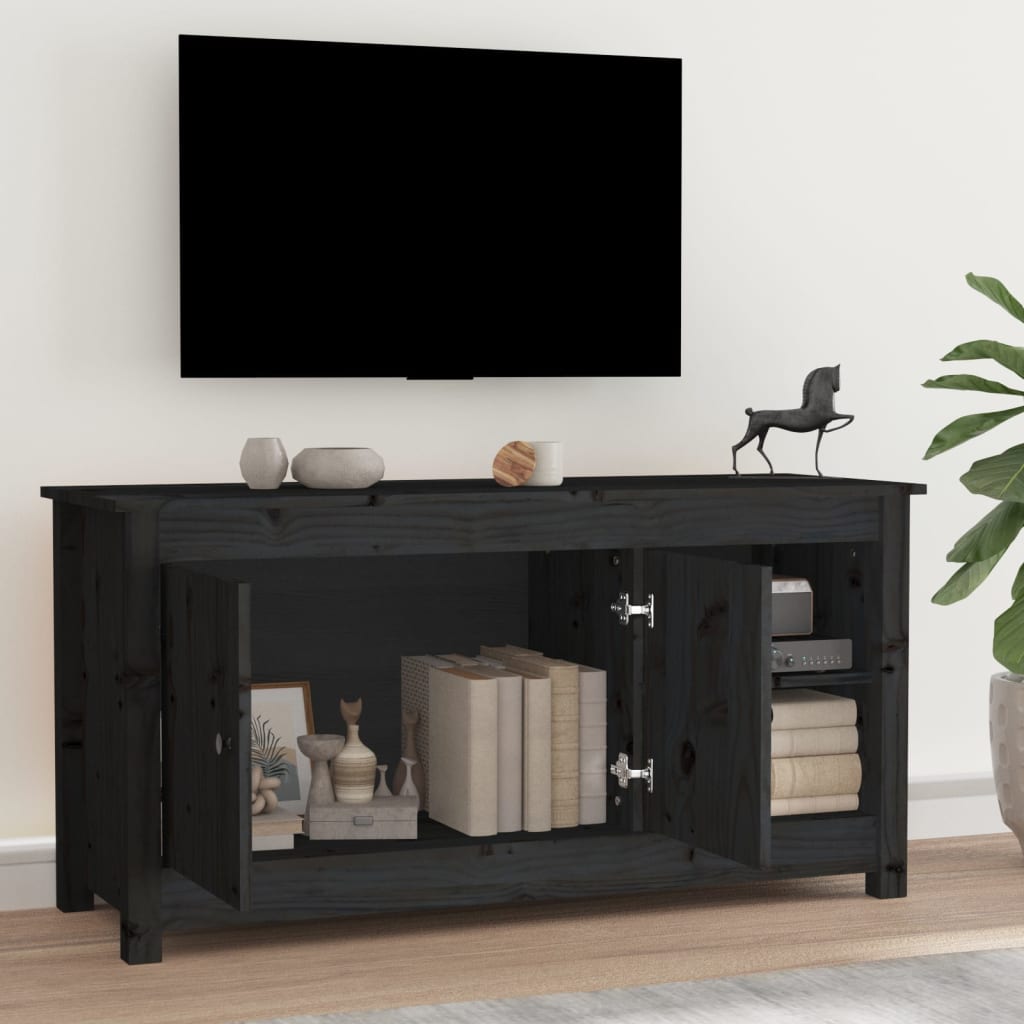 vidaXL Comodă TV, negru, 103x36,5x52 cm, lemn masiv de pin