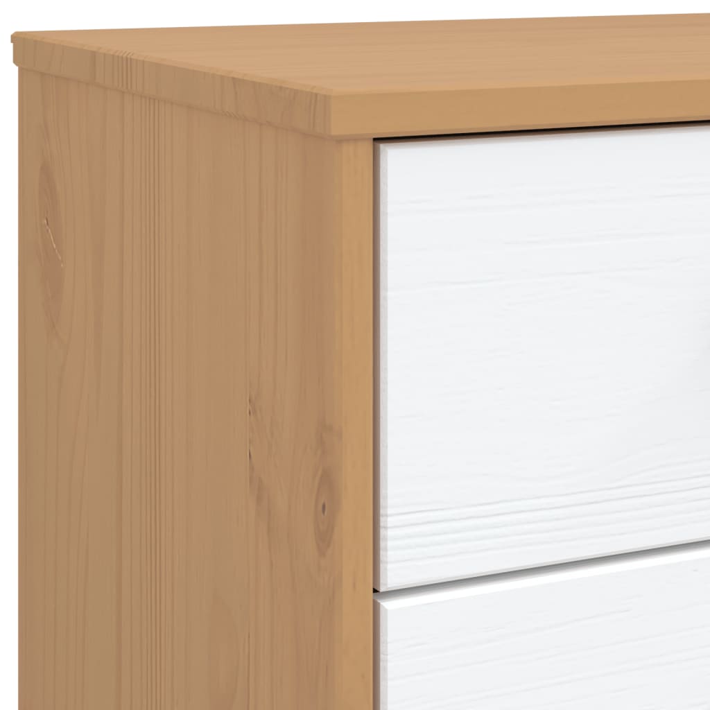 vidaXL Dulap cu sertar „OLDEN”, alb și maro, lemn masiv de pin