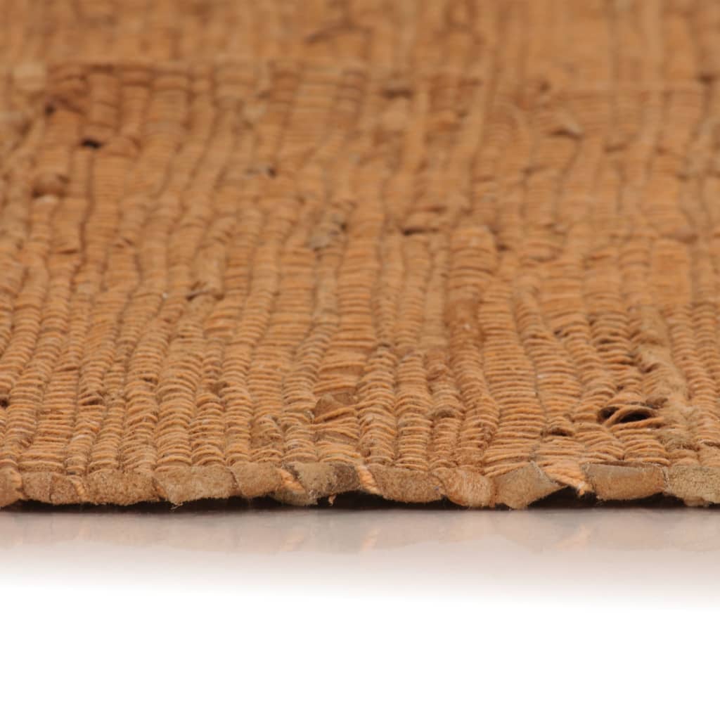 vidaXL Covor țesut manual Chindi din piele 160x230 cm, Cafeniu