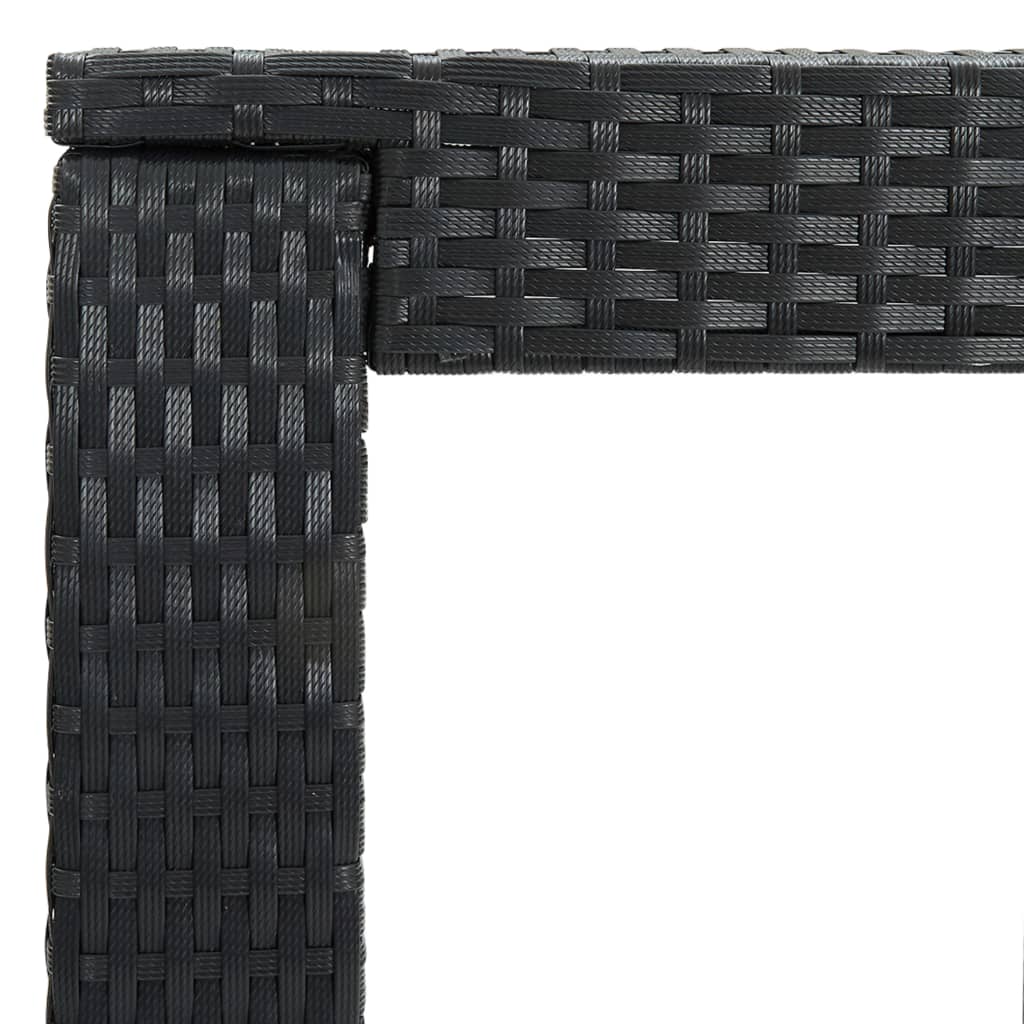 vidaXL Set bar de exterior, cu perne, 3 piese, negru, poliratan