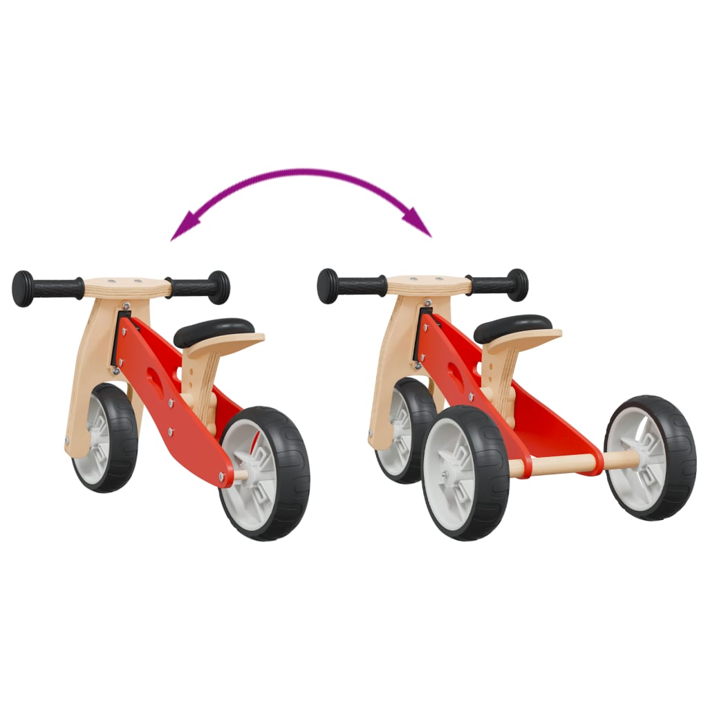 vidaXL Bicicletă de echilibru pentru copii 2 în 1, roșu