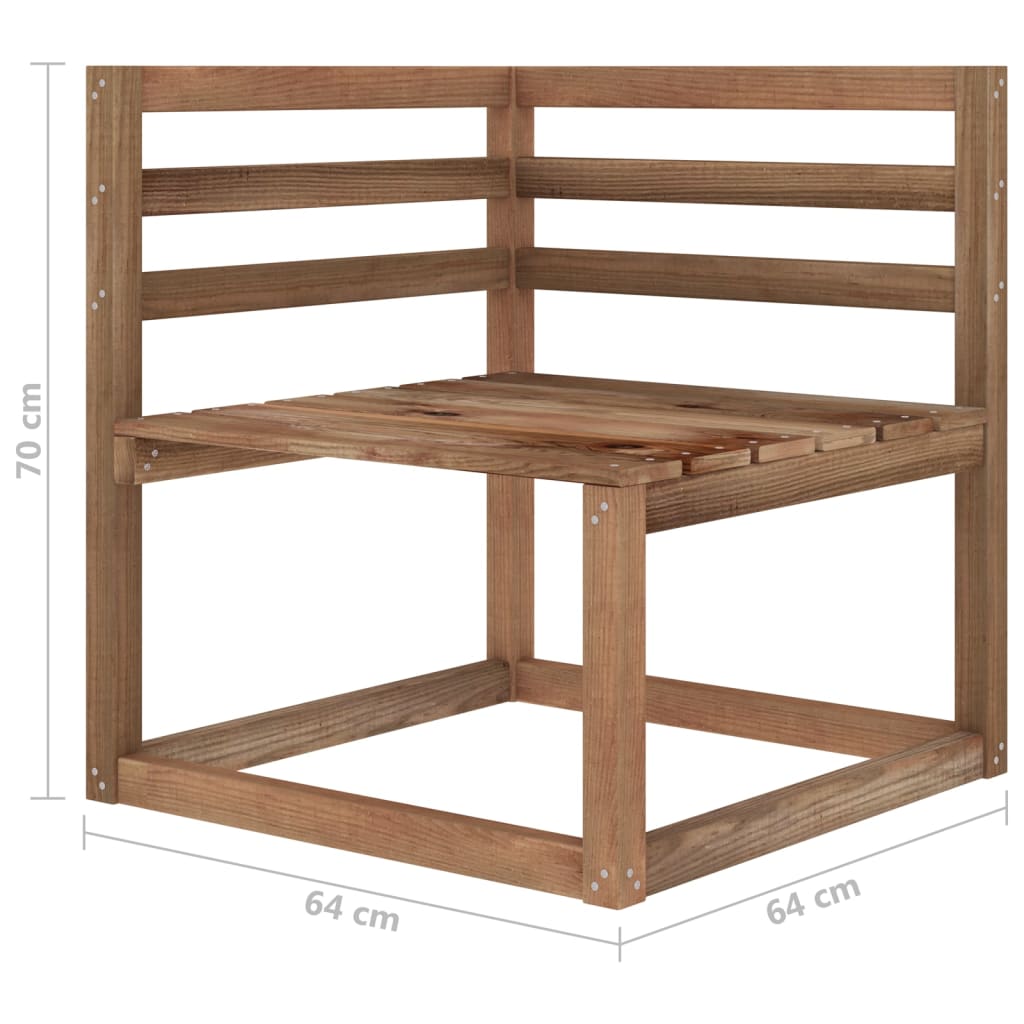 vidaXL Set mobilier de grădină, 11 piese, maro, lemn de pin tratat