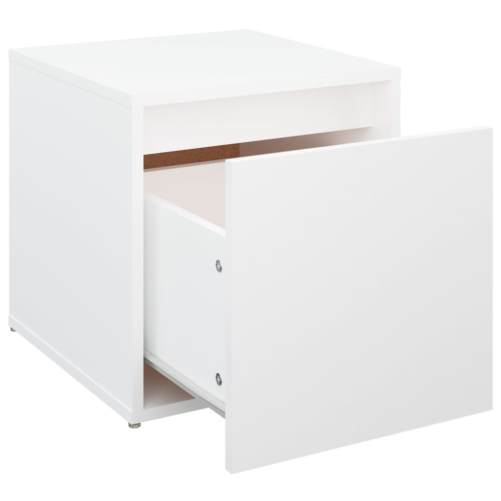 vidaXL Cutie cu sertar, alb, 40,5x40x40 cm, lemn compozit