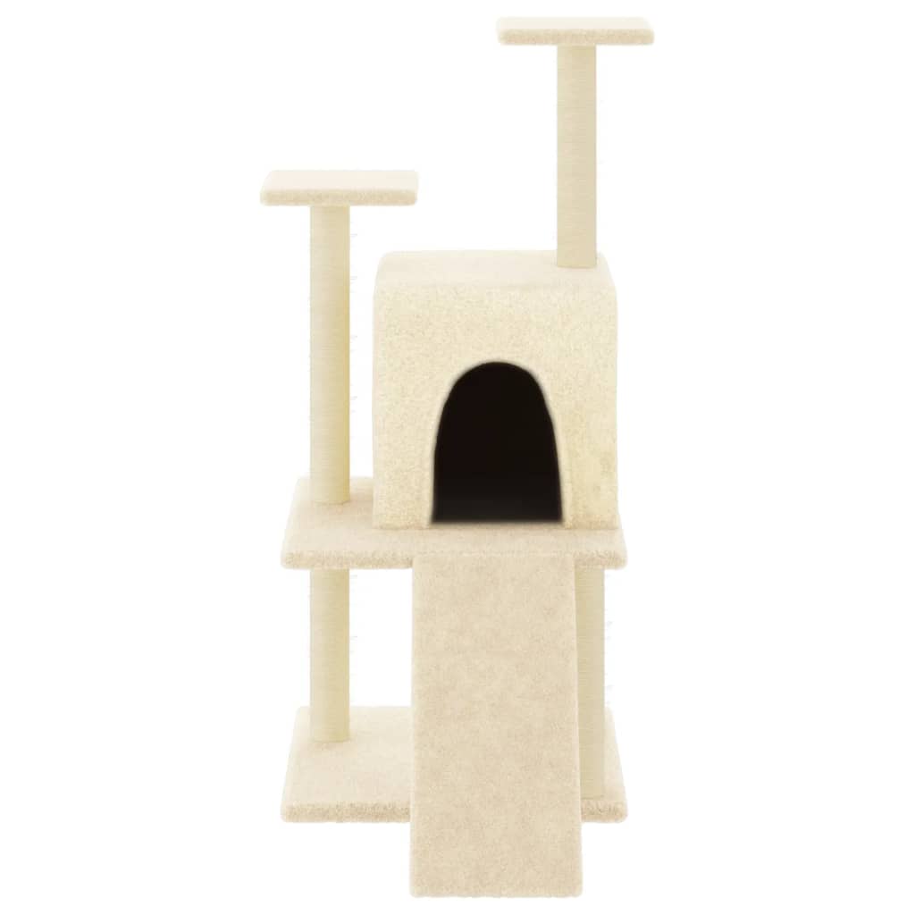 vidaXL Ansamblu de pisici cu stâlpi din funie de sisal, crem, 110 cm