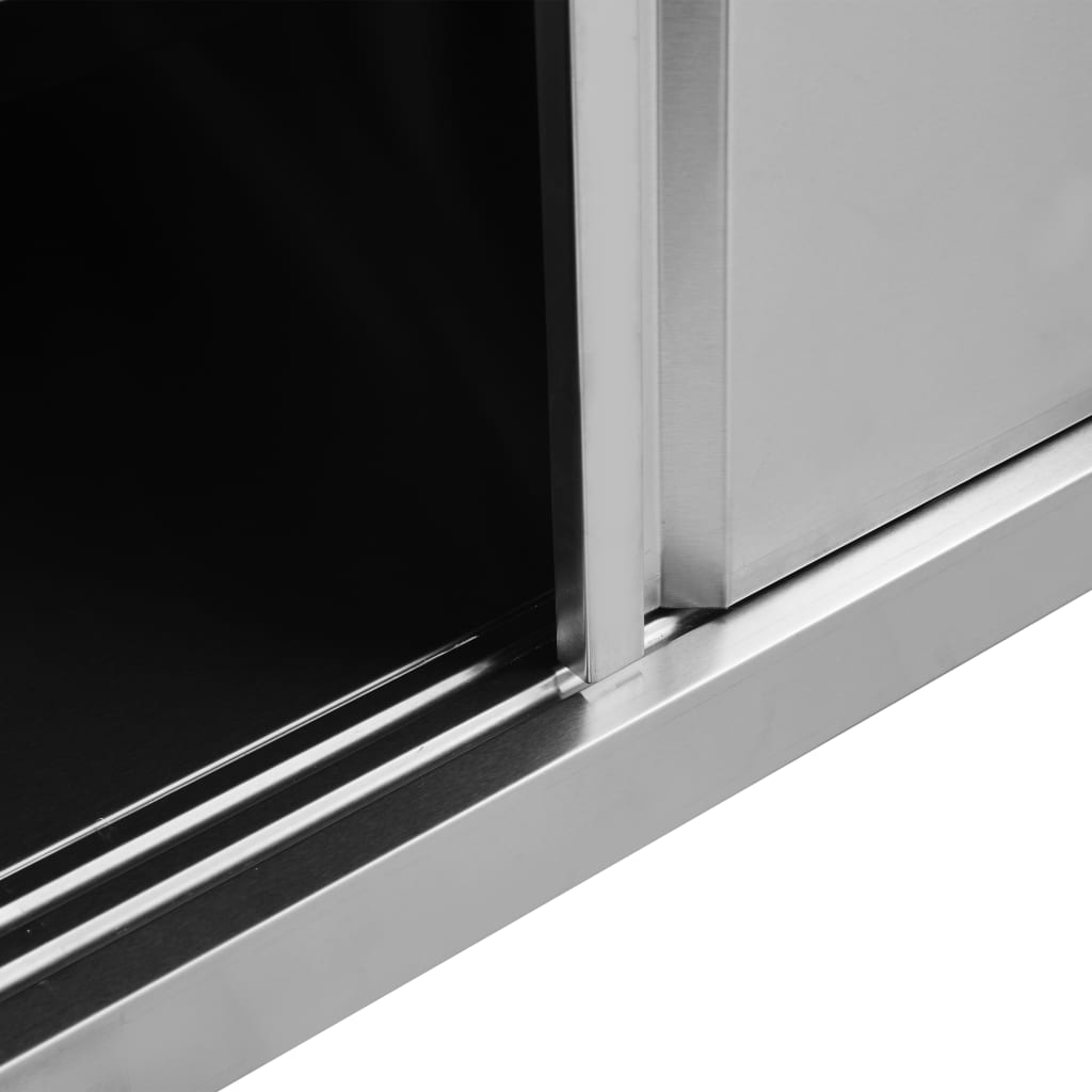 vidaXL Masă de lucru cu uși glisante 100x50x(95-97)cm oțel inoxidabil
