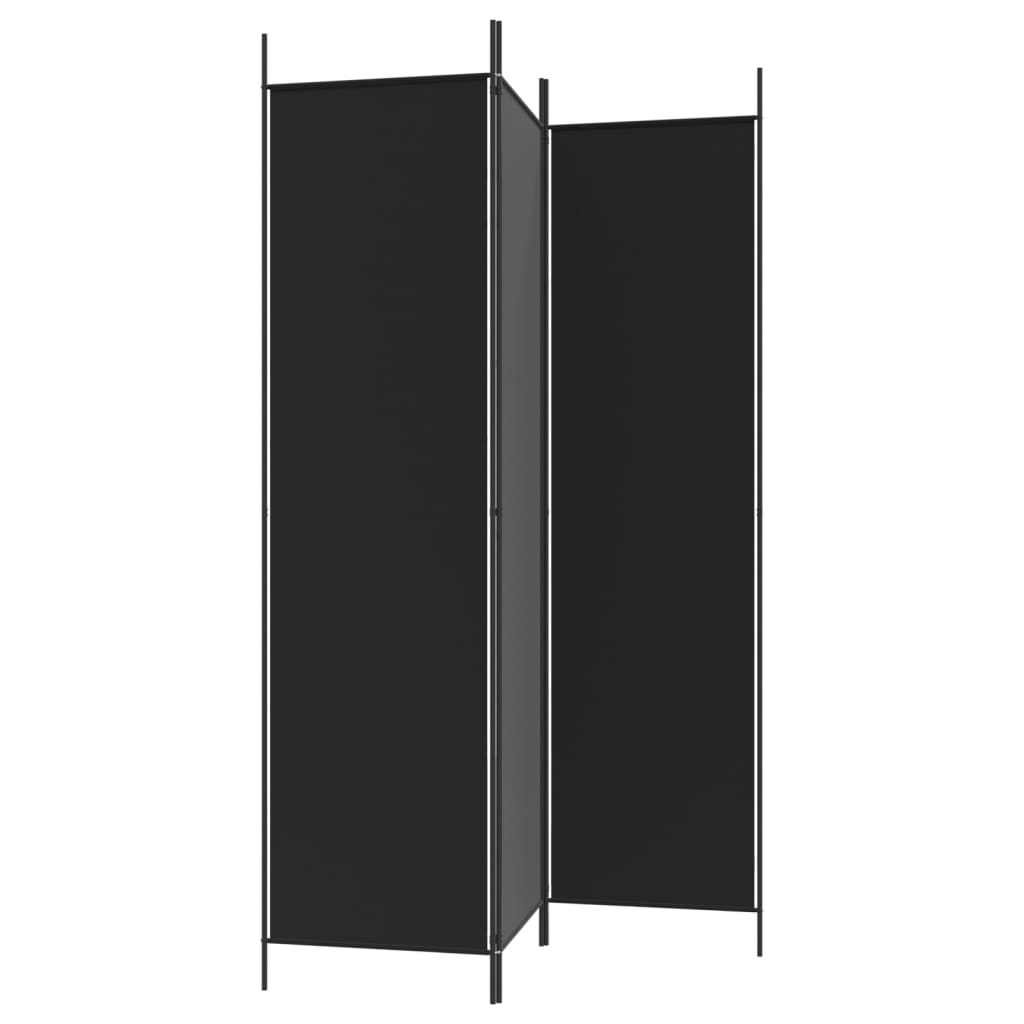 vidaXL Paravan de cameră cu 3 panouri, negru, 150x200 cm, textil