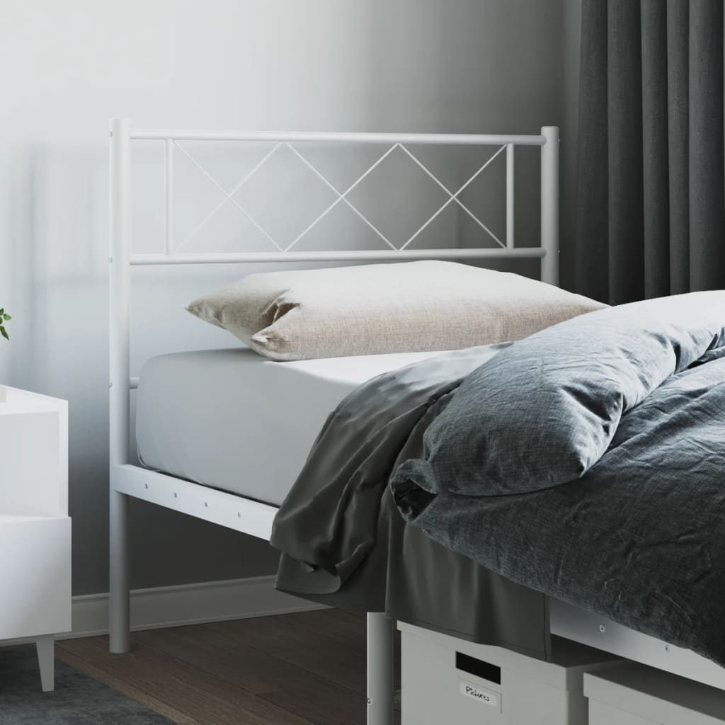 vidaXL Tăblie de pat metalică, alb, 75 cm