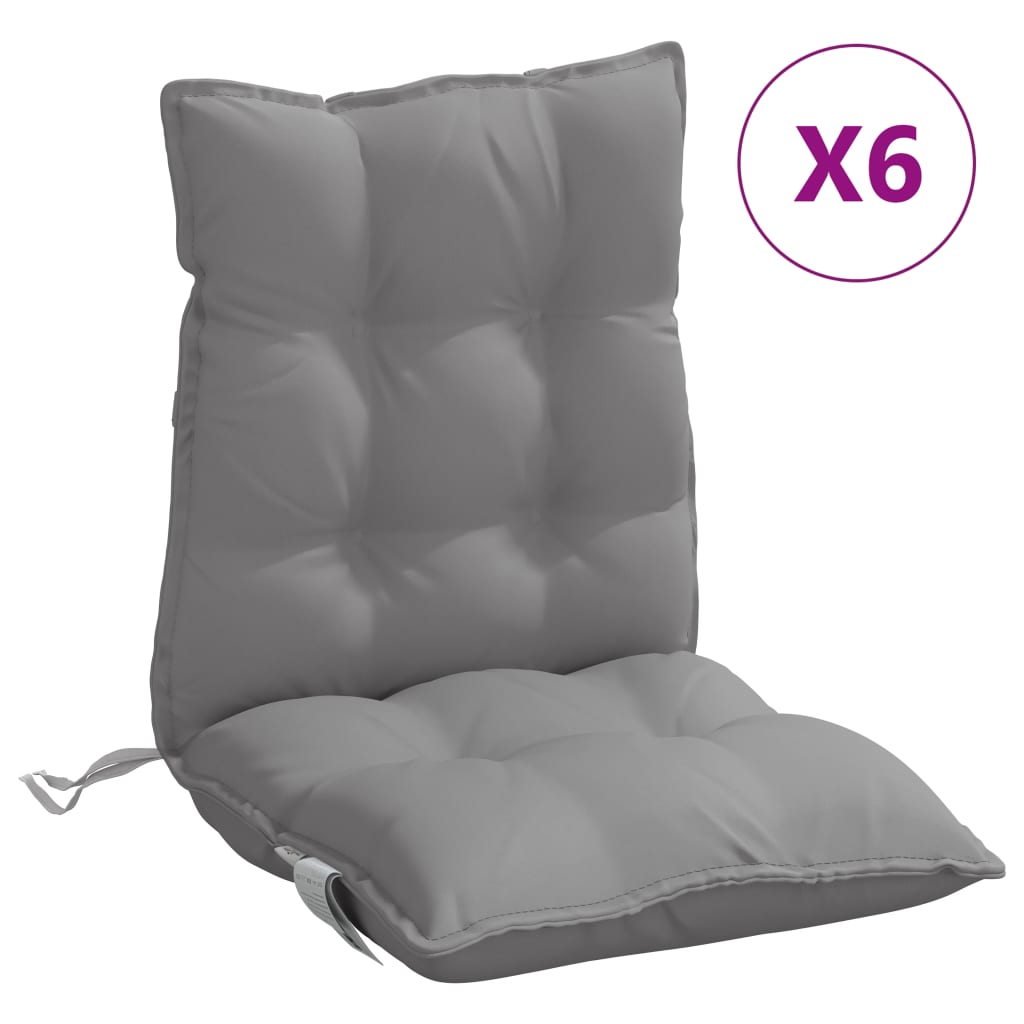 vidaXL Perne scaun cu spătar mic, 6 buc., gri, textil oxford