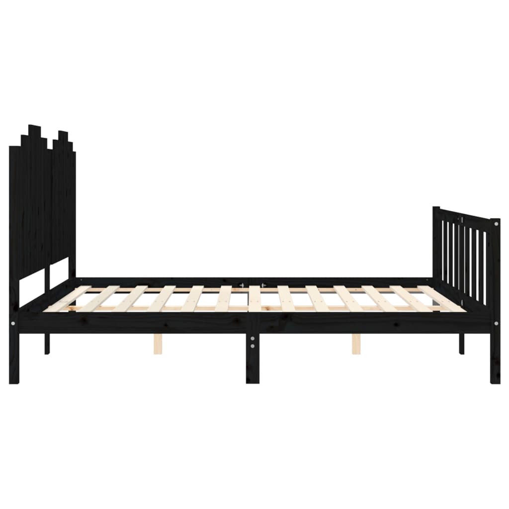 vidaXL Cadru de pat cu tăblie, negru, 180x200 cm, lemn masiv